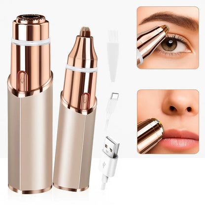 Zivora 2-in-1 Facial & Brow Trimmer, USB Rechargeable