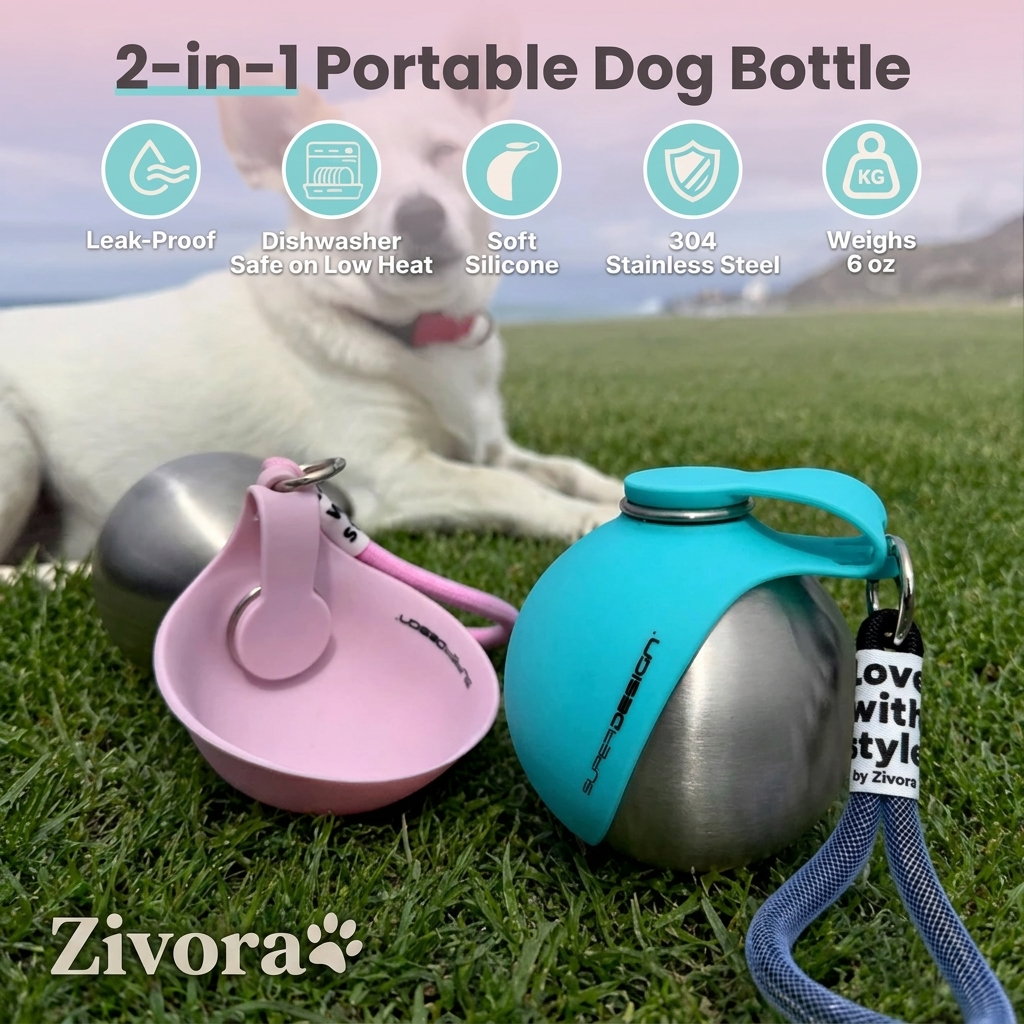 Zivora™ Dog Water Bottle with Bowl