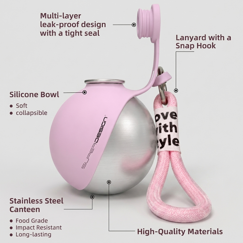 Zivora™ Dog Water Bottle with Bowl